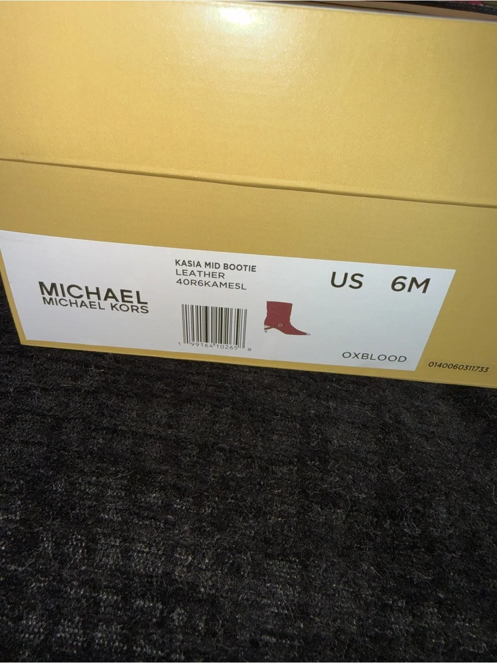 Michael Kors Burgundy Leather Pointed Toe Mid-Calf Boots with Metal Cap